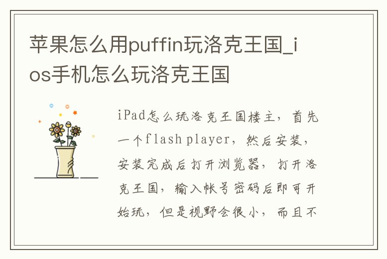 蘋果怎么用puffin玩洛克王國_ios手機怎么玩洛克王國