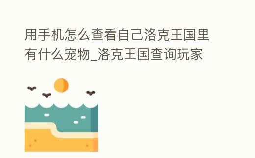 用手機怎么查看自己洛克王國里有什么寵物_洛克王國查詢玩家