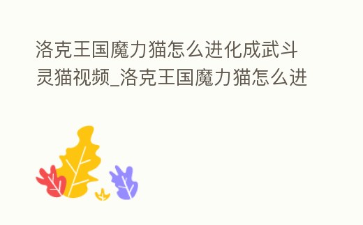 洛克王國魔力貓怎么進化成武斗靈貓視頻_洛克王國魔力貓怎么進化成武斗靈貓視頻教學