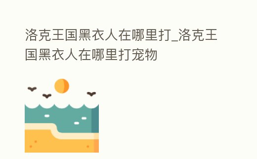 洛克王國黑衣人在哪里打_洛克王國黑衣人在哪里打寵物