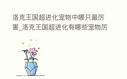 洛克王國超進化寵物中哪只最厲害_洛克王國超進化有哪些寵物厲害