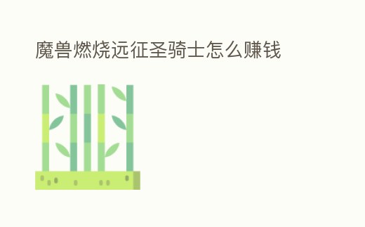 魔獸燃燒遠征圣騎士怎么賺錢