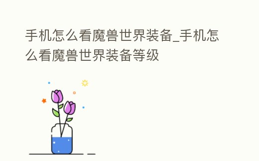 手機怎么看魔獸世界裝備_手機怎么看魔獸世界裝備等級