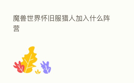 魔獸世界懷舊服獵人加入什么陣營