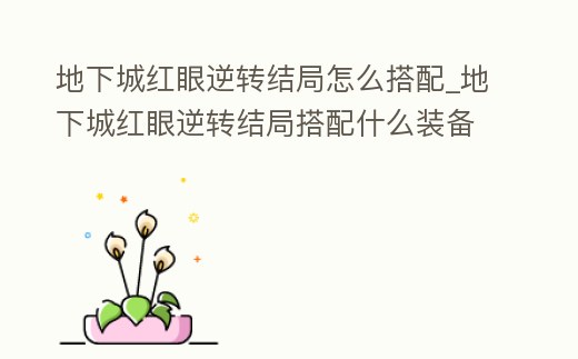 地下城紅眼逆轉(zhuǎn)結(jié)局怎么搭配_地下城紅眼逆轉(zhuǎn)結(jié)局搭配什么裝備