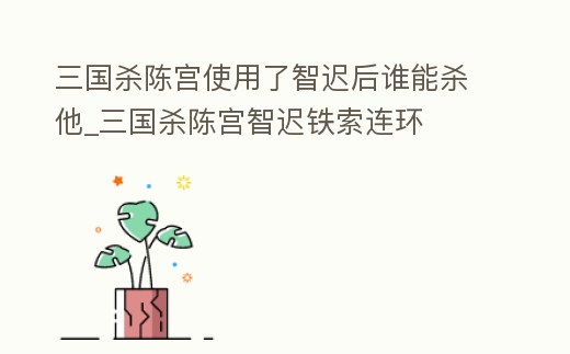 三國殺陳宮使用了智遲后誰能殺他_三國殺陳宮智遲鐵索連環
