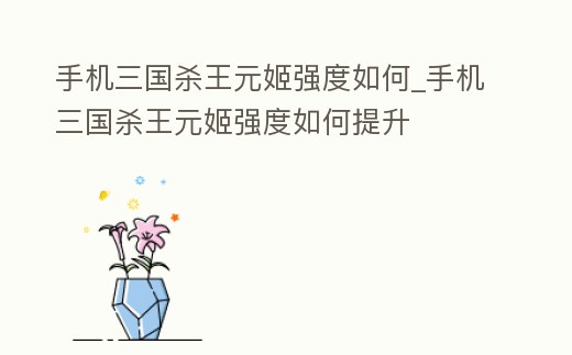 手機三國殺王元姬強度如何_手機三國殺王元姬強度如何提升