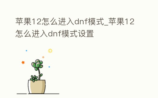 蘋(píng)果12怎么進(jìn)入dnf模式_蘋(píng)果12怎么進(jìn)入dnf模式設(shè)置
