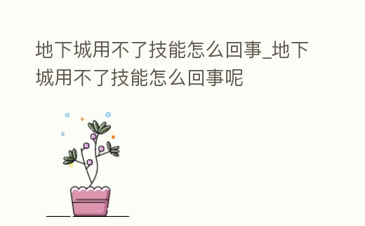 地下城用不了技能怎么回事_地下城用不了技能怎么回事呢