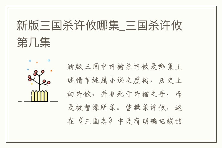 新版三國(guó)殺許攸哪集_三國(guó)殺許攸第幾集