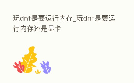 玩dnf是要運行內存_玩dnf是要運行內存還是顯卡