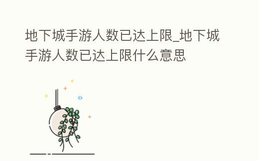 地下城手游人數已達上限_地下城手游人數已達上限什么意思