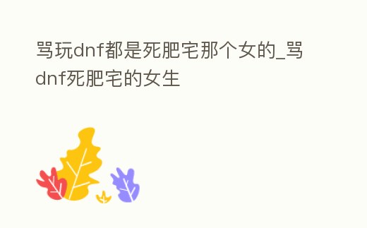 罵玩dnf都是死肥宅那個女的_罵dnf死肥宅的女生