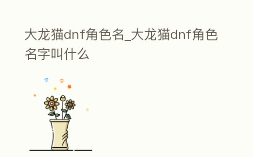 大龍貓dnf角色名_大龍貓dnf角色名字叫什么