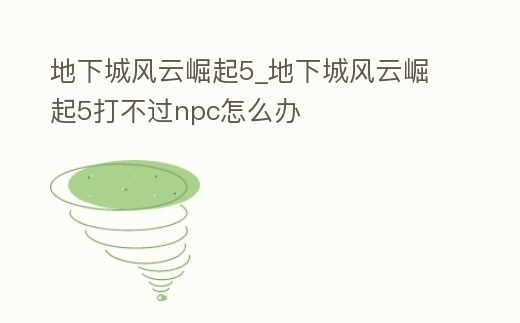 地下城風云崛起5_地下城風云崛起5打不過npc怎么辦