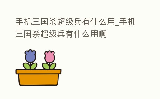 手機三國殺超級兵有什么用_手機三國殺超級兵有什么用啊