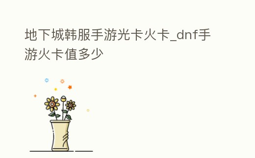 地下城韓服手游光卡火卡_dnf手游火卡值多少