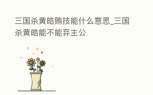 三國殺黃皓賄技能什么意思_三國殺黃皓能不能棄主公
