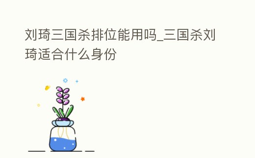 劉琦三國殺排位能用嗎_三國殺劉琦適合什么身份