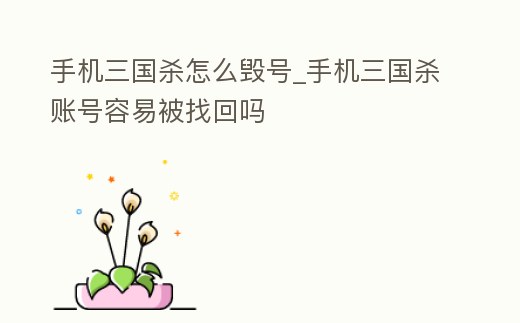 手機三國殺怎么毀號_手機三國殺賬號容易被找回嗎