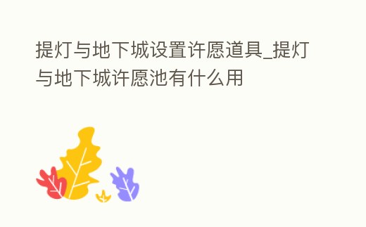 提燈與地下城設置許愿道具_提燈與地下城許愿池有什么用