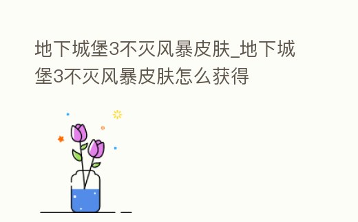 地下城堡3不滅風暴皮膚_地下城堡3不滅風暴皮膚怎么獲得