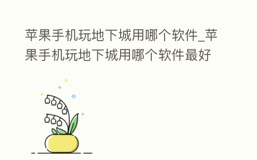 蘋果手機玩地下城用哪個軟件_蘋果手機玩地下城用哪個軟件最好