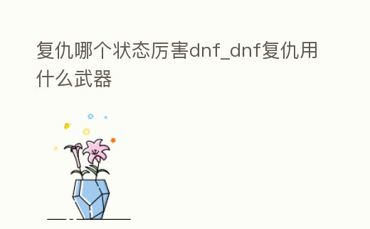 復仇哪個狀態厲害dnf_dnf復仇用什么武器