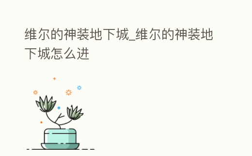 維爾的神裝地下城_維爾的神裝地下城怎么進