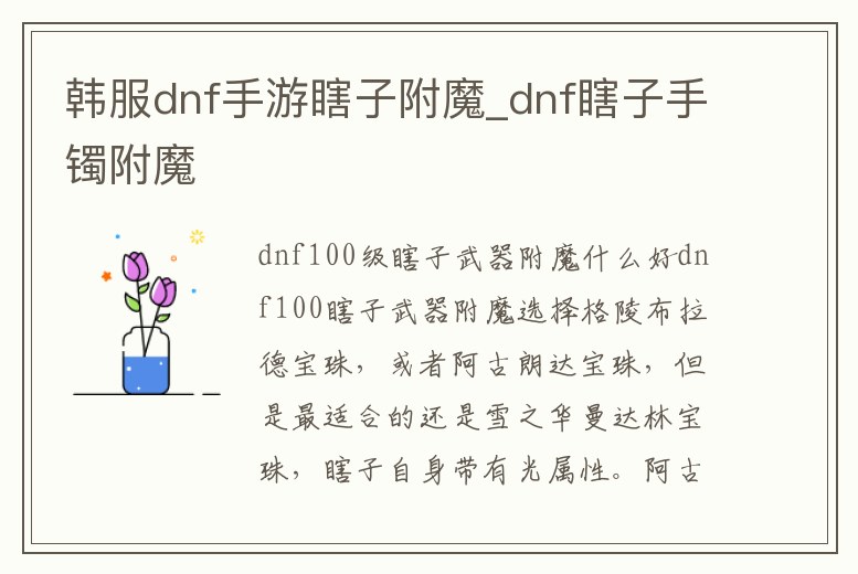 韓服dnf手游瞎子附魔_dnf瞎子手鐲附魔