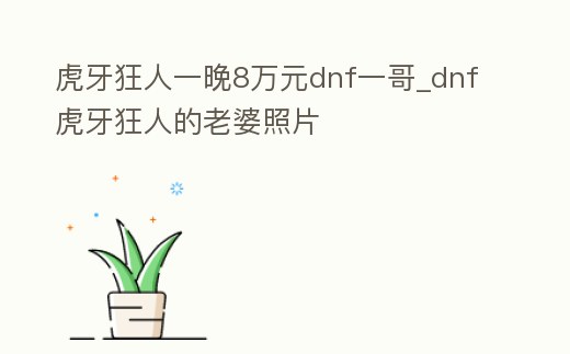 虎牙狂人一晚8萬元dnf一哥_dnf虎牙狂人的老婆照片