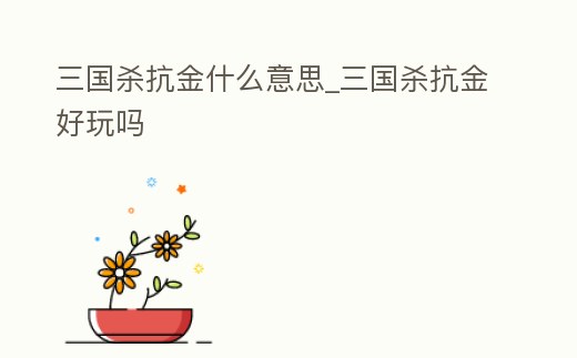 三國(guó)殺抗金什么意思_三國(guó)殺抗金好玩嗎
