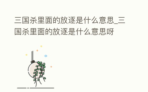 三國殺里面的放逐是什么意思_三國殺里面的放逐是什么意思呀