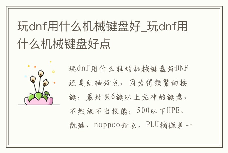 玩dnf用什么機械鍵盤好_玩dnf用什么機械鍵盤好點