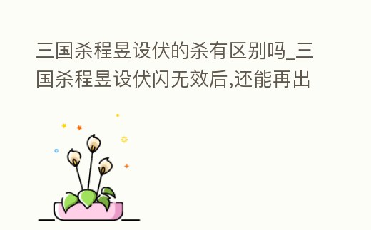 三國殺程昱設伏的殺有區別嗎_三國殺程昱設伏閃無效后,還能再出閃么