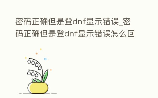 密碼正確但是登dnf顯示錯誤_密碼正確但是登dnf顯示錯誤怎么回事