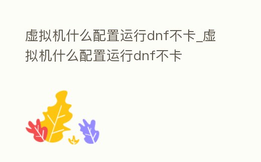 虛擬機什么配置運行dnf不卡_虛擬機什么配置運行dnf不卡