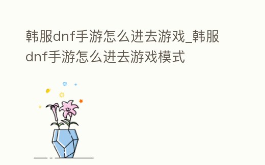 韓服dnf手游怎么進去游戲_韓服dnf手游怎么進去游戲模式