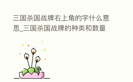 三國殺國戰(zhàn)牌右上角的字什么意思_三國殺國戰(zhàn)牌的種類和數(shù)量
