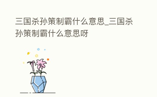 三國殺孫策制霸什么意思_三國殺孫策制霸什么意思呀