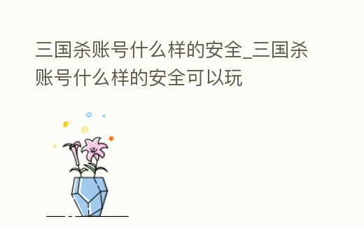 三國殺賬號什么樣的安全_三國殺賬號什么樣的安全可以玩