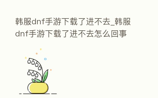 韓服dnf手游下載了進不去_韓服dnf手游下載了進不去怎么回事