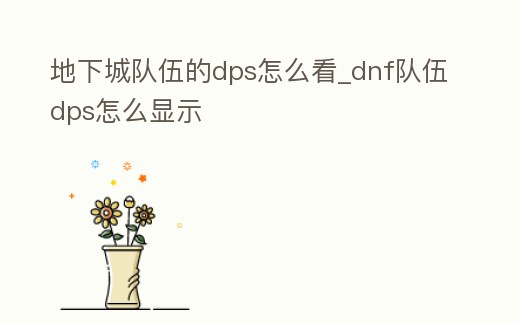 地下城隊伍的dps怎么看_dnf隊伍dps怎么顯示
