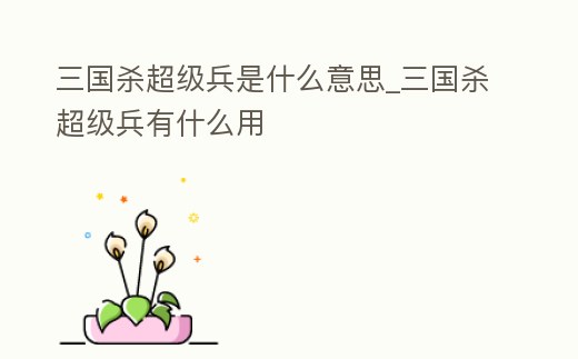 三國殺超級兵是什么意思_三國殺超級兵有什么用