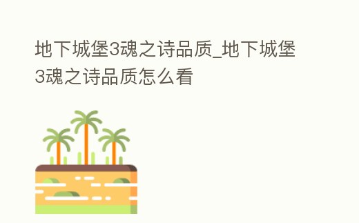 地下城堡3魂之詩品質_地下城堡3魂之詩品質怎么看