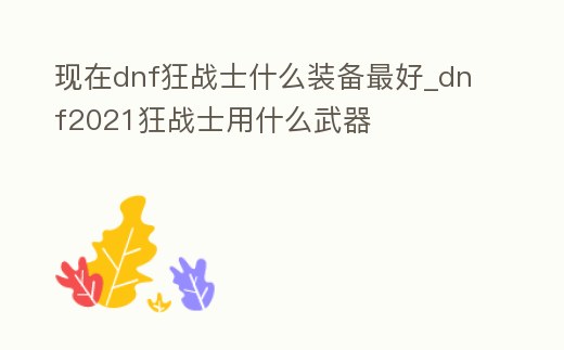 現(xiàn)在dnf狂戰(zhàn)士什么裝備最好_dnf2021狂戰(zhàn)士用什么武器