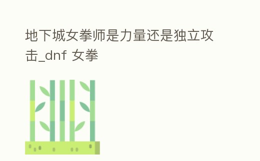 地下城女拳師是力量還是獨立攻擊_dnf 女拳