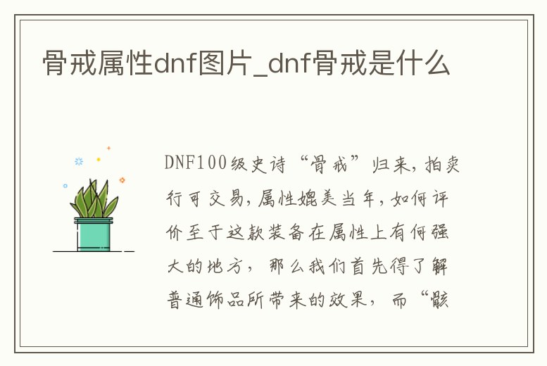 骨戒屬性dnf圖片_dnf骨戒是什么