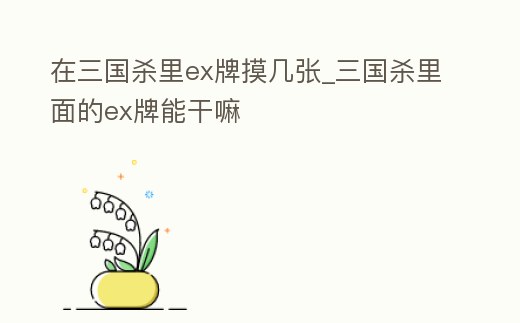 在三國殺里ex牌摸幾張_三國殺里面的ex牌能干嘛