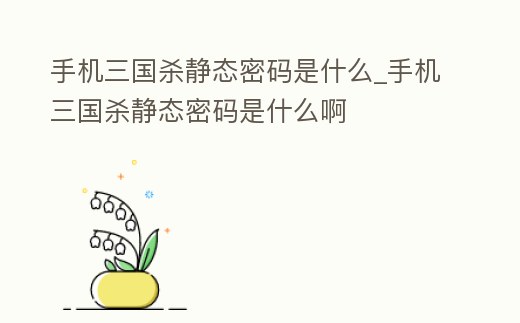 手機三國殺靜態密碼是什么_手機三國殺靜態密碼是什么啊